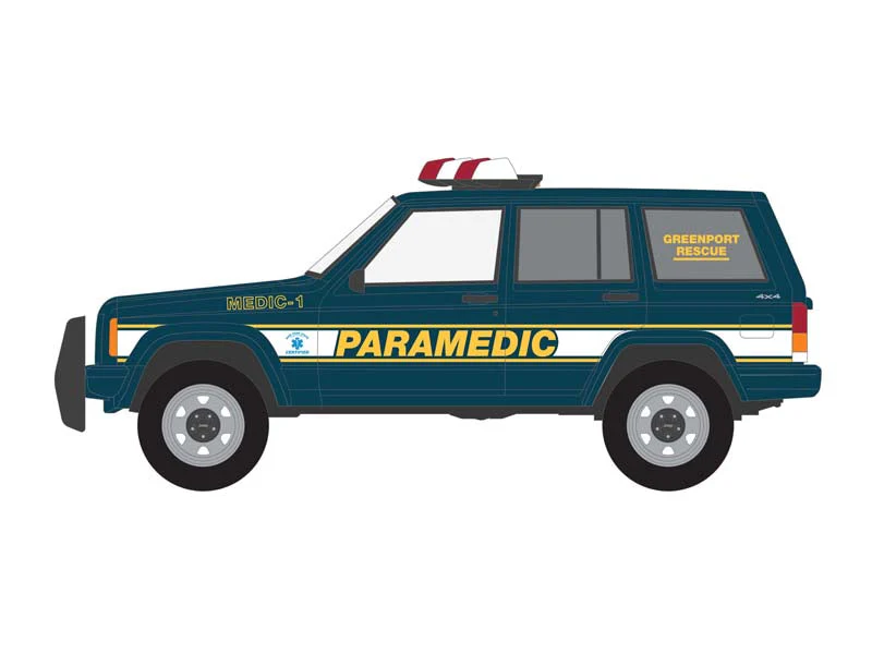 CHASE 1998 Jeep Cherokee - Greenport Rescue Squad Paramedic New York (First Responders Series 1) Diecast 1:64 Scale Model - Greenlight 67040B - Image 4